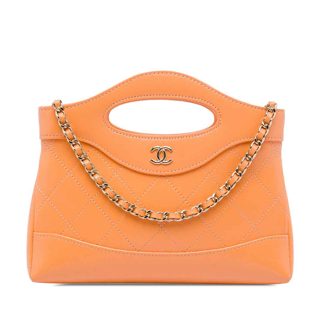 Chanel brillant Froissé 31 Cabas Nano Cuir de veau Orange