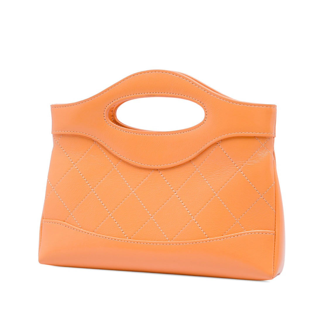 Chanel brillant Froissé 31 Cabas Nano Cuir de veau Orange