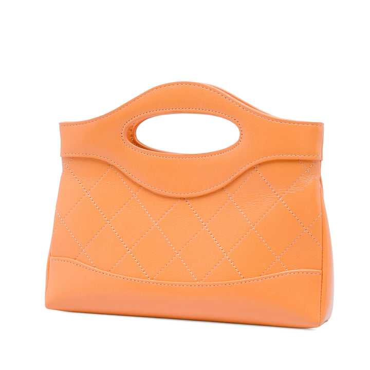 Chanel brillant Froissé 31 Cabas Nano Cuir de veau Orange