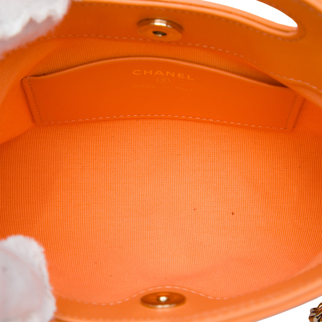 Chanel brillant Froissé 31 Cabas Nano Cuir de veau Orange