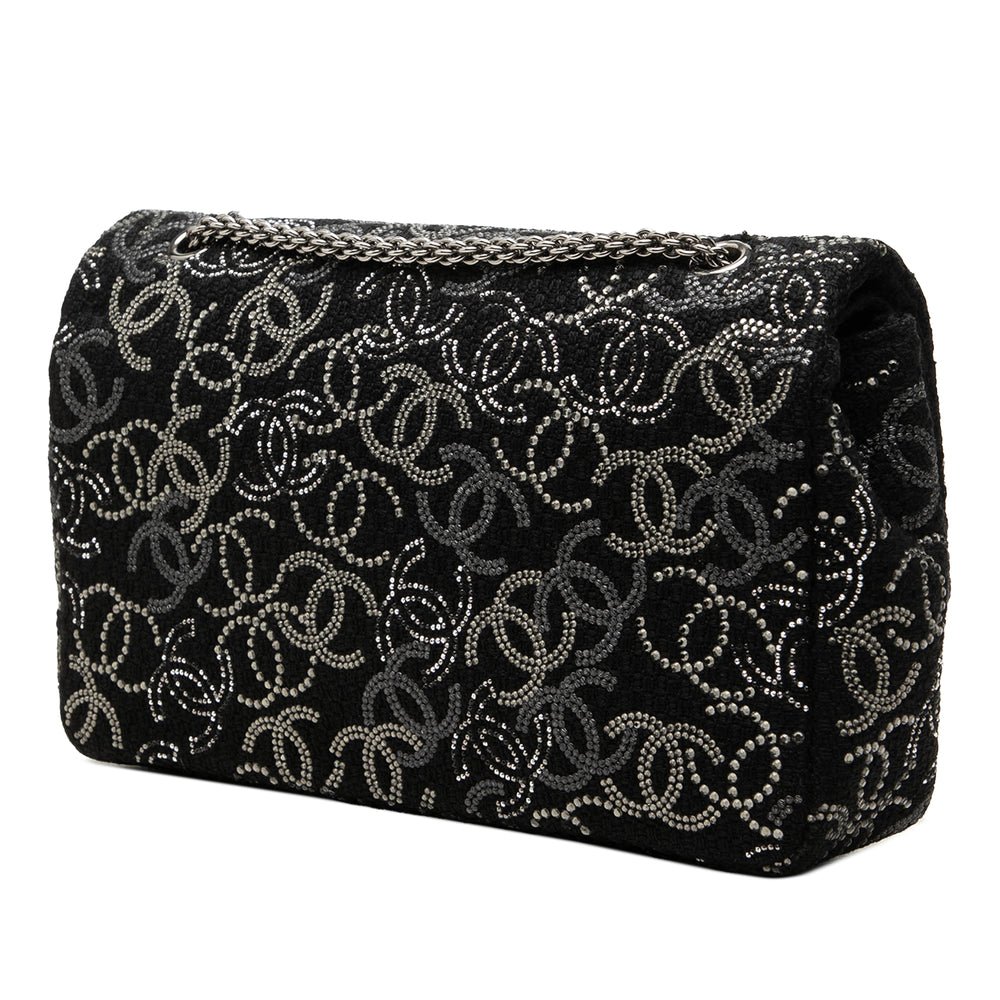 Chanel Paris Shanghai Strass Orné Pudong Double rabat Moyen Tweed Noir – vue 2 – GABY PARIS