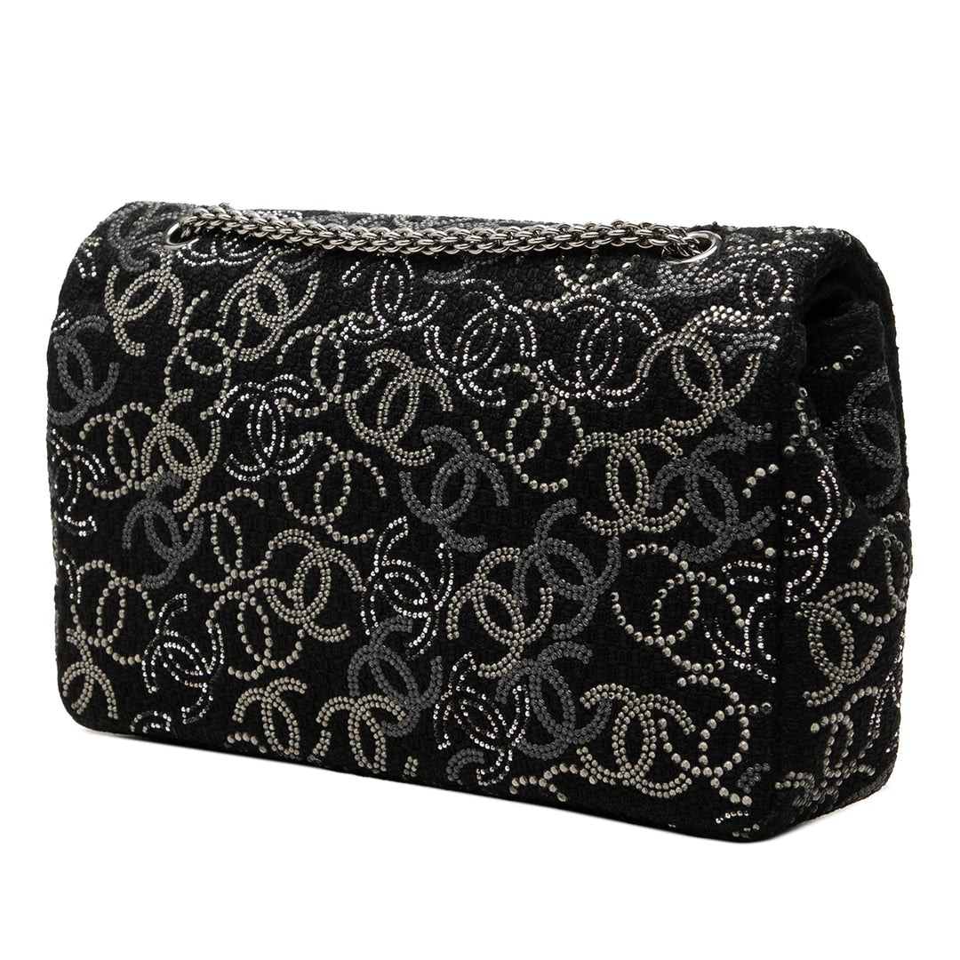 Chanel Paris Shanghai Strass Orné Pudong Double rabat Moyen Tweed Noir – vue 2 – GABY PARIS