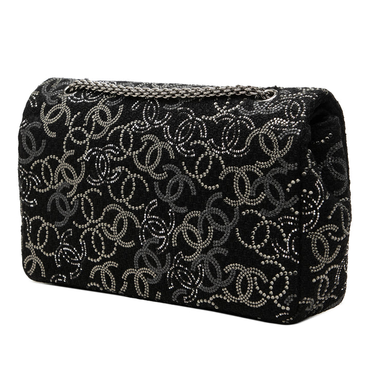 Chanel Paris Shanghai Strass Orné Pudong Double rabat Moyen Tweed Noir – vue 2 – GABY PARIS