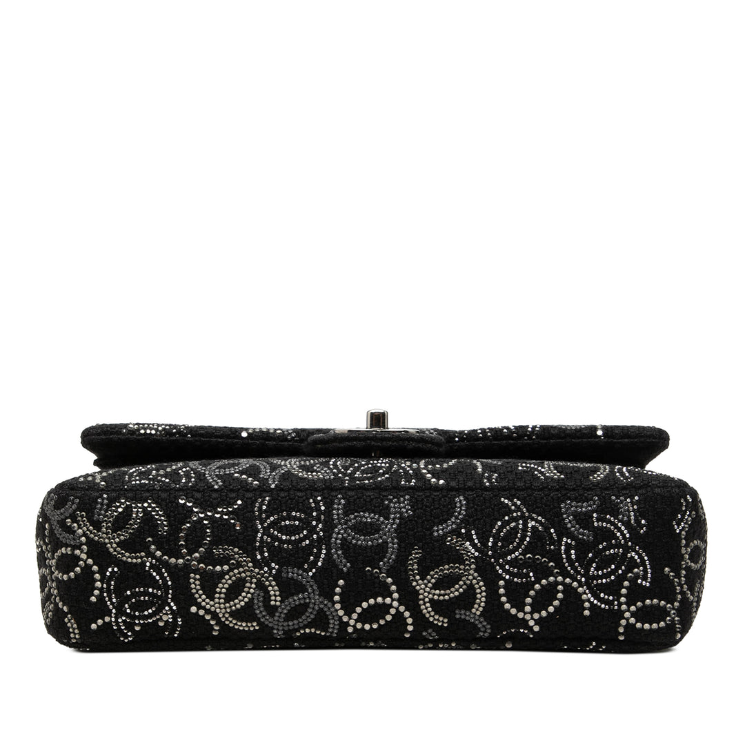 Chanel Paris Shanghai Strass Orné Pudong Double rabat Moyen Tweed Noir – vue 3 – GABY PARIS