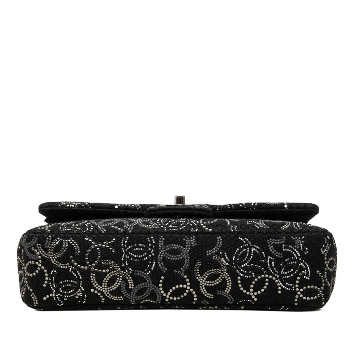 Chanel Paris Shanghai Strass Orné Pudong Double rabat Moyen Tweed Noir – vue 3 – GABY PARIS