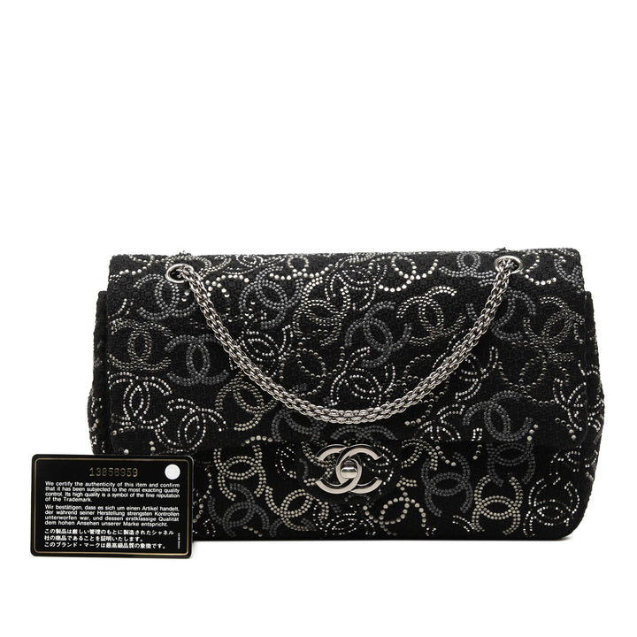 Chanel Paris Shanghai Strass Orné Pudong Double rabat Moyen Tweed Noir – vue 7 – GABY PARIS