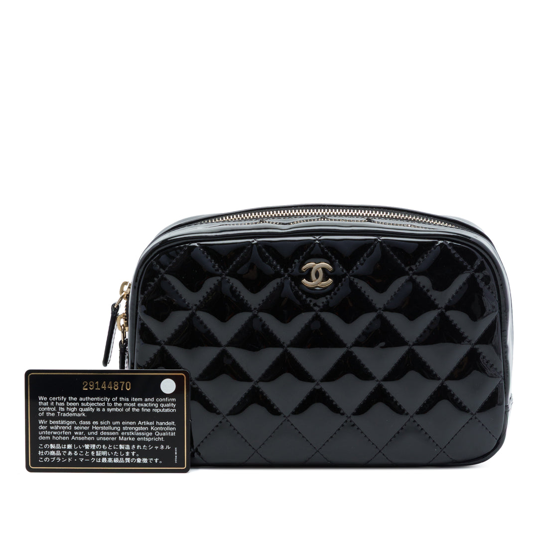 Chanel CC Matelassé Cuir verni Cosmetic Pochette