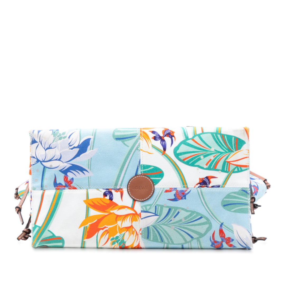 LOEWE Paulas Ibiza Small Toile Waterlily Print Cushion Cabas