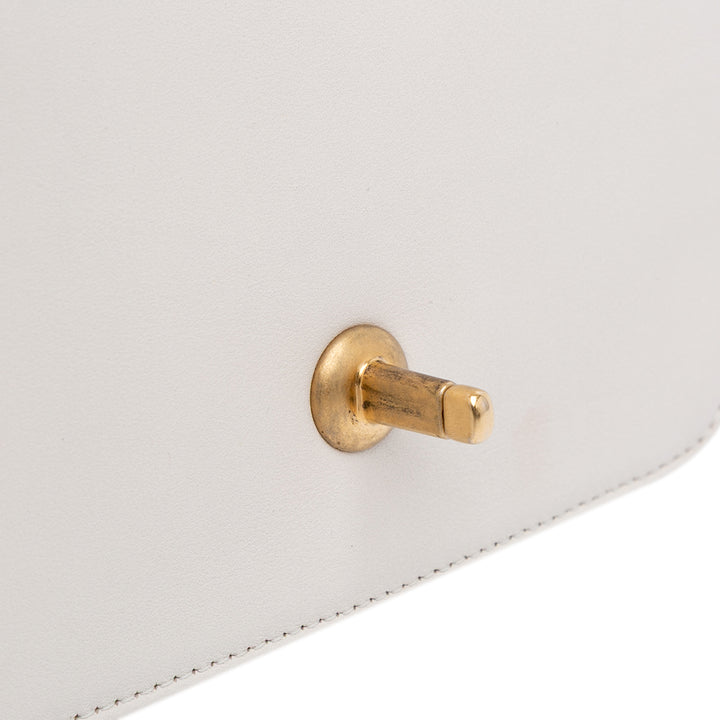 Small CC Quilted Calfskin Crystal Pearl Full Flap White - Gaby Paris