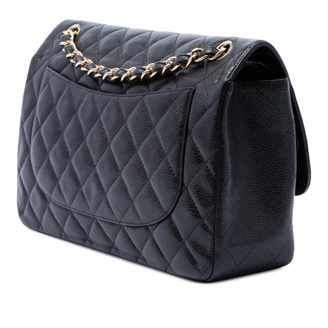 Classic Double rabat Jumbo Cuir caviar Noir