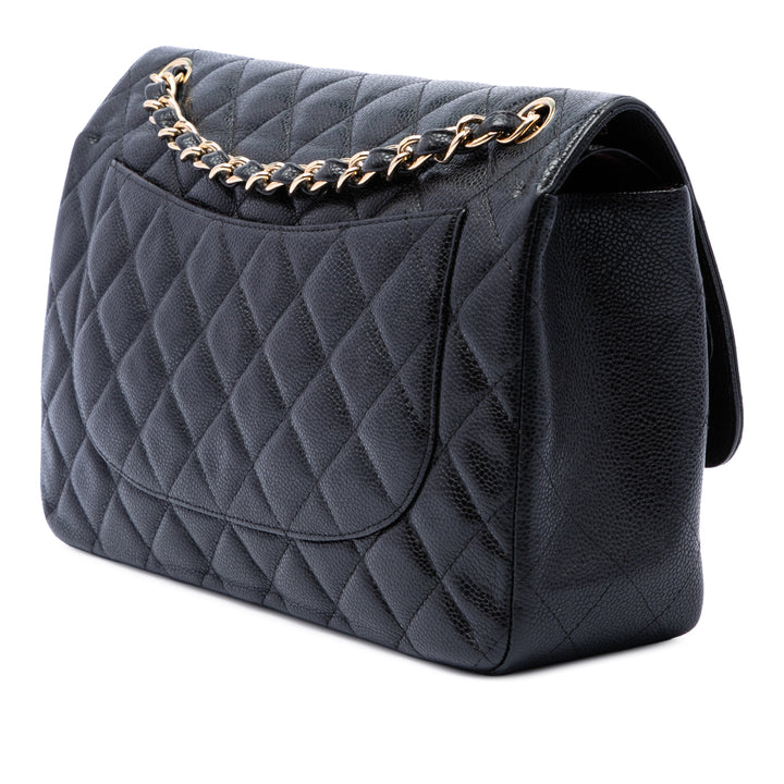 Classic Double rabat Jumbo Cuir caviar Noir