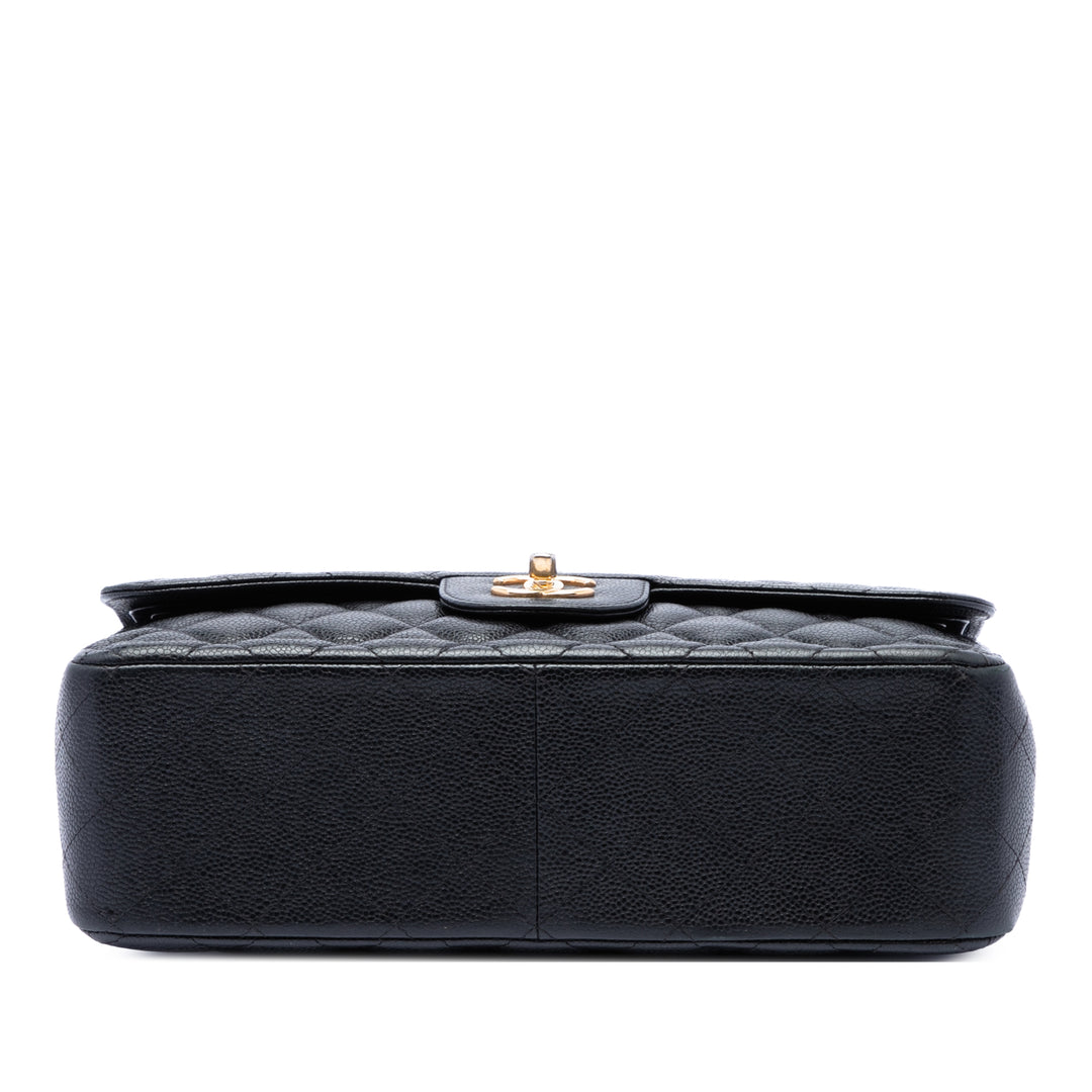 Classic Double rabat Jumbo Cuir caviar Noir