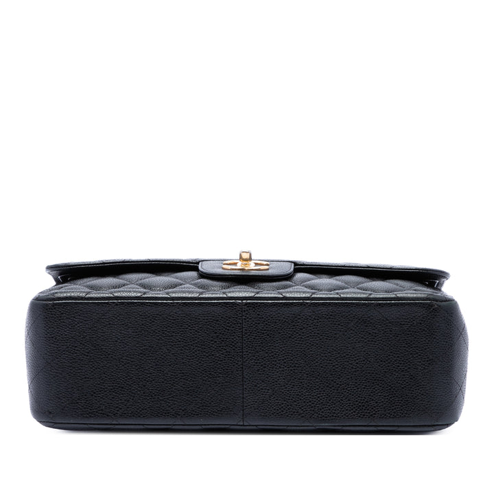 Classic Double rabat Jumbo Cuir caviar Noir