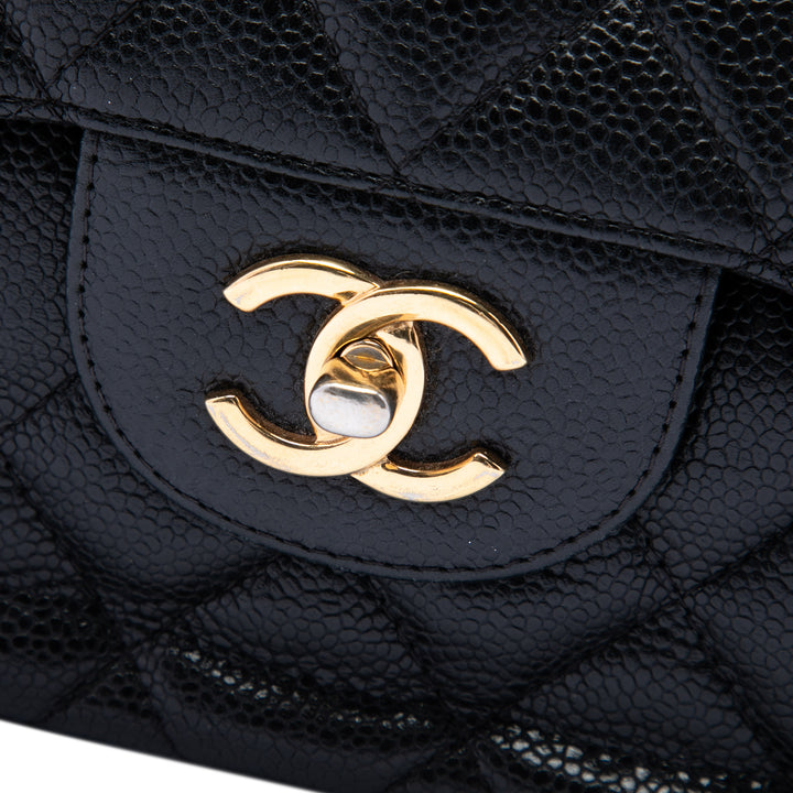 Classic Double rabat Jumbo Cuir caviar Noir