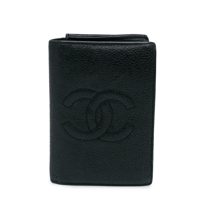 CC Caviar Bi Fold Card Holder Black - Gaby Paris