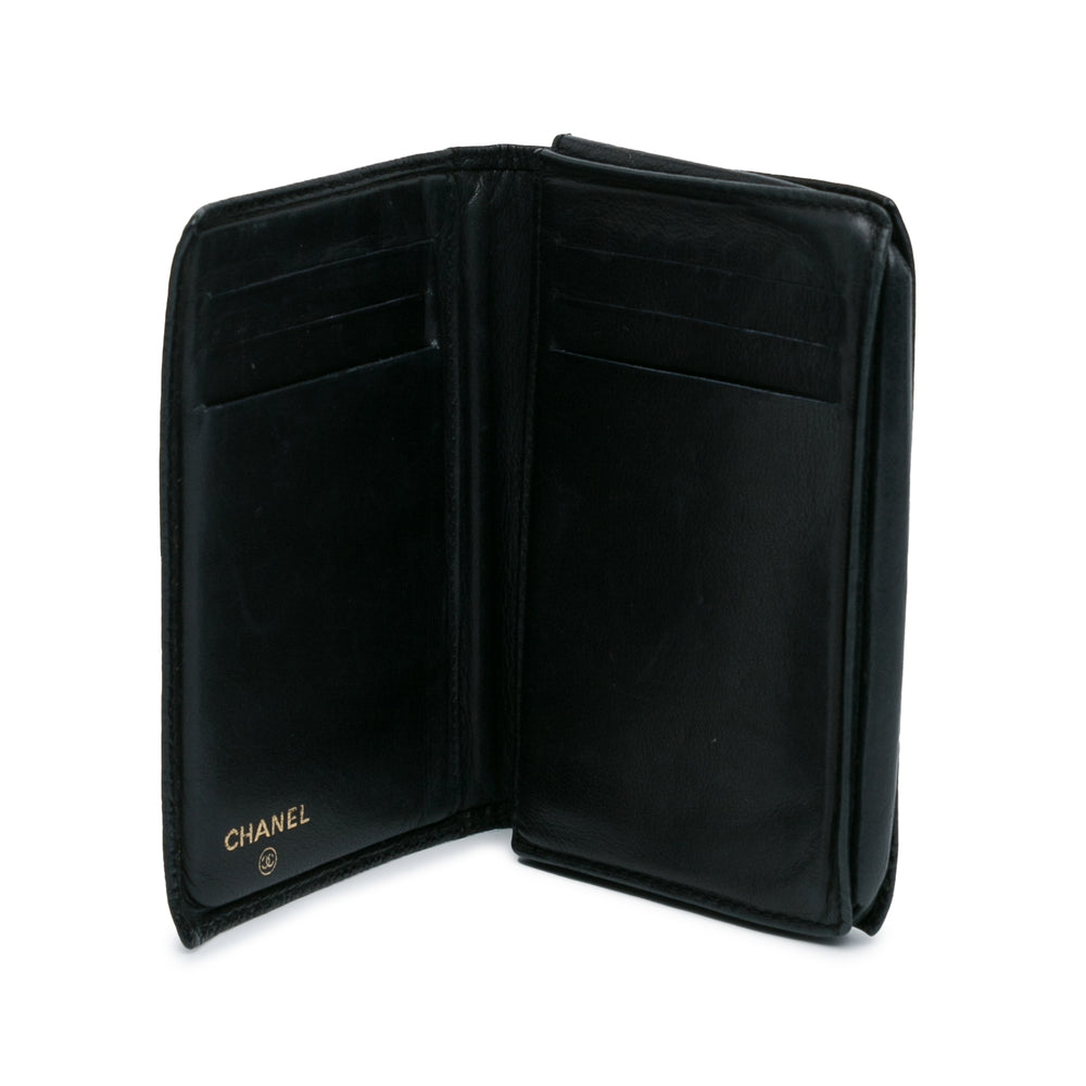 CC Caviar Bi Fold Card Holder Black - Gaby Paris