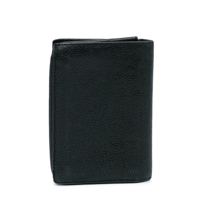 CC Caviar Bi Fold Card Holder Black - Gaby Paris