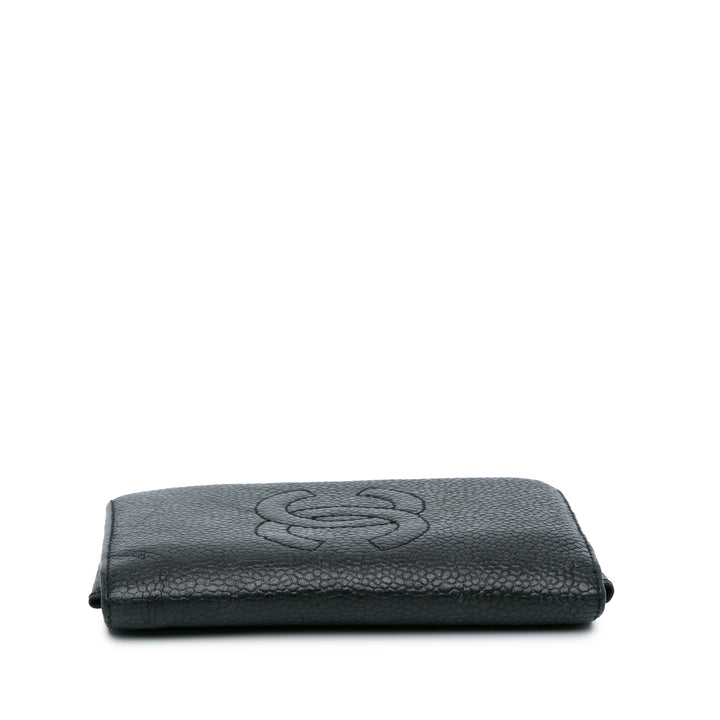 CC Caviar Bi Fold Card Holder Black - Gaby Paris