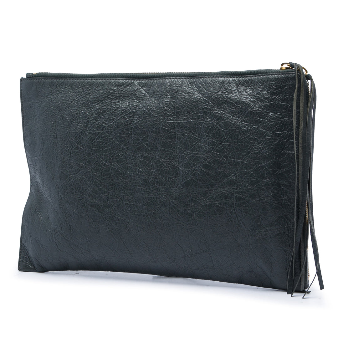 Balenciaga Cuir d’agneau Motocross Classic Zip Around Flat Pochette