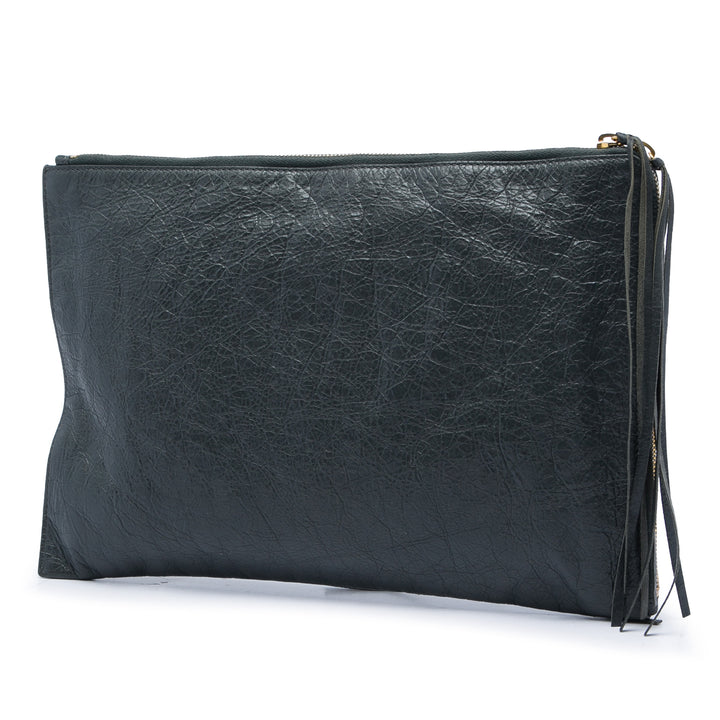 Balenciaga Cuir d’agneau Motocross Classic Zip Around Flat Pochette