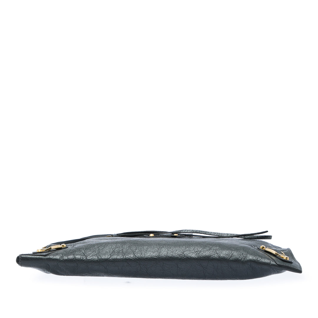 Balenciaga Cuir d’agneau Motocross Classic Zip Around Flat Pochette