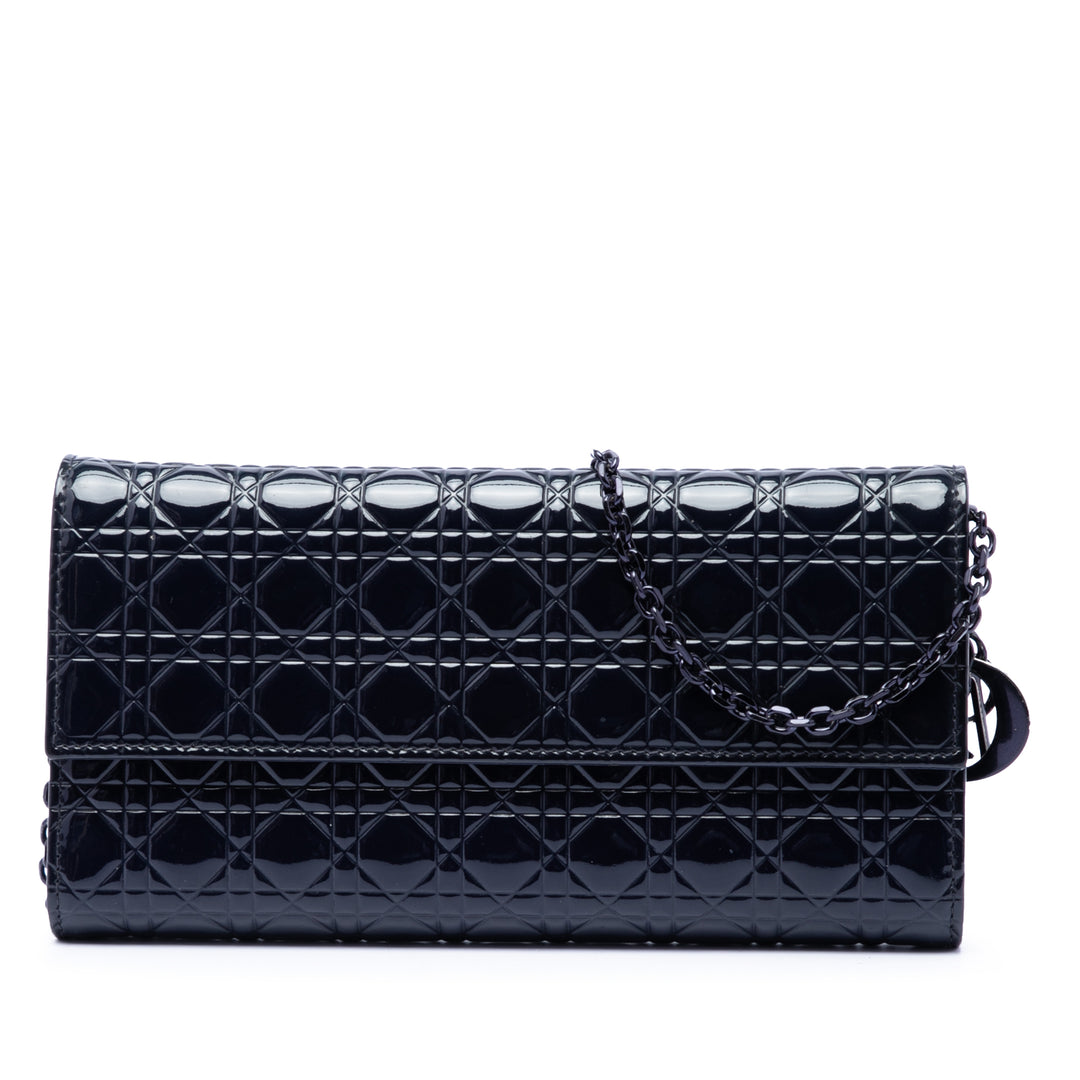 Dior Cuir verni Cannage Lady Dior Wallet on Chain