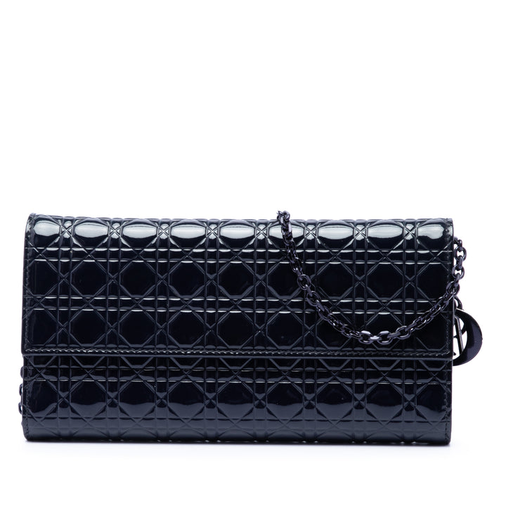 Dior Cuir verni Cannage Lady Dior Wallet on Chain