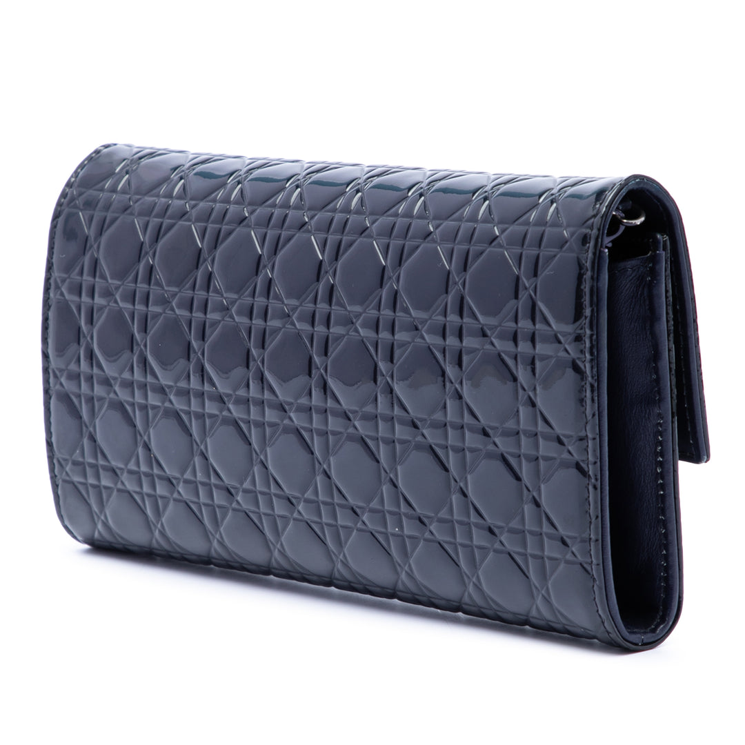 Dior Cuir verni Cannage Lady Dior Wallet on Chain