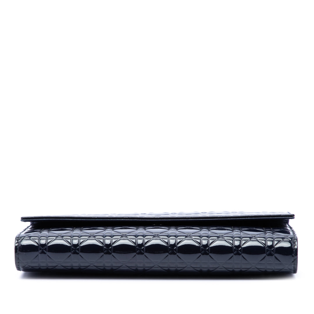 Dior Cuir verni Cannage Lady Dior Wallet on Chain