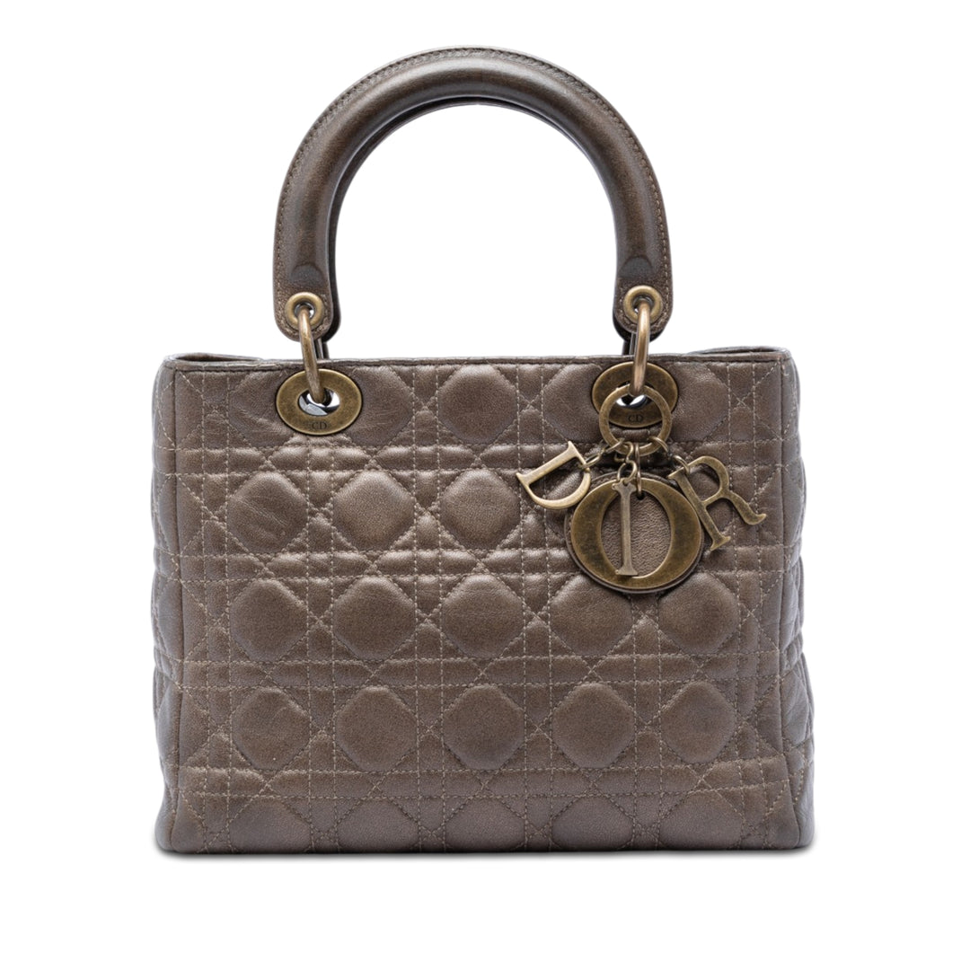 Dior Medium Metallic Cuir d’agneau Cannage Lady Dior