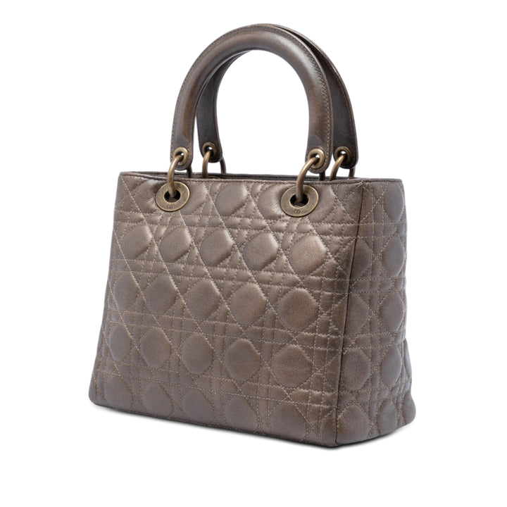Dior Medium Metallic Cuir d’agneau Cannage Lady Dior