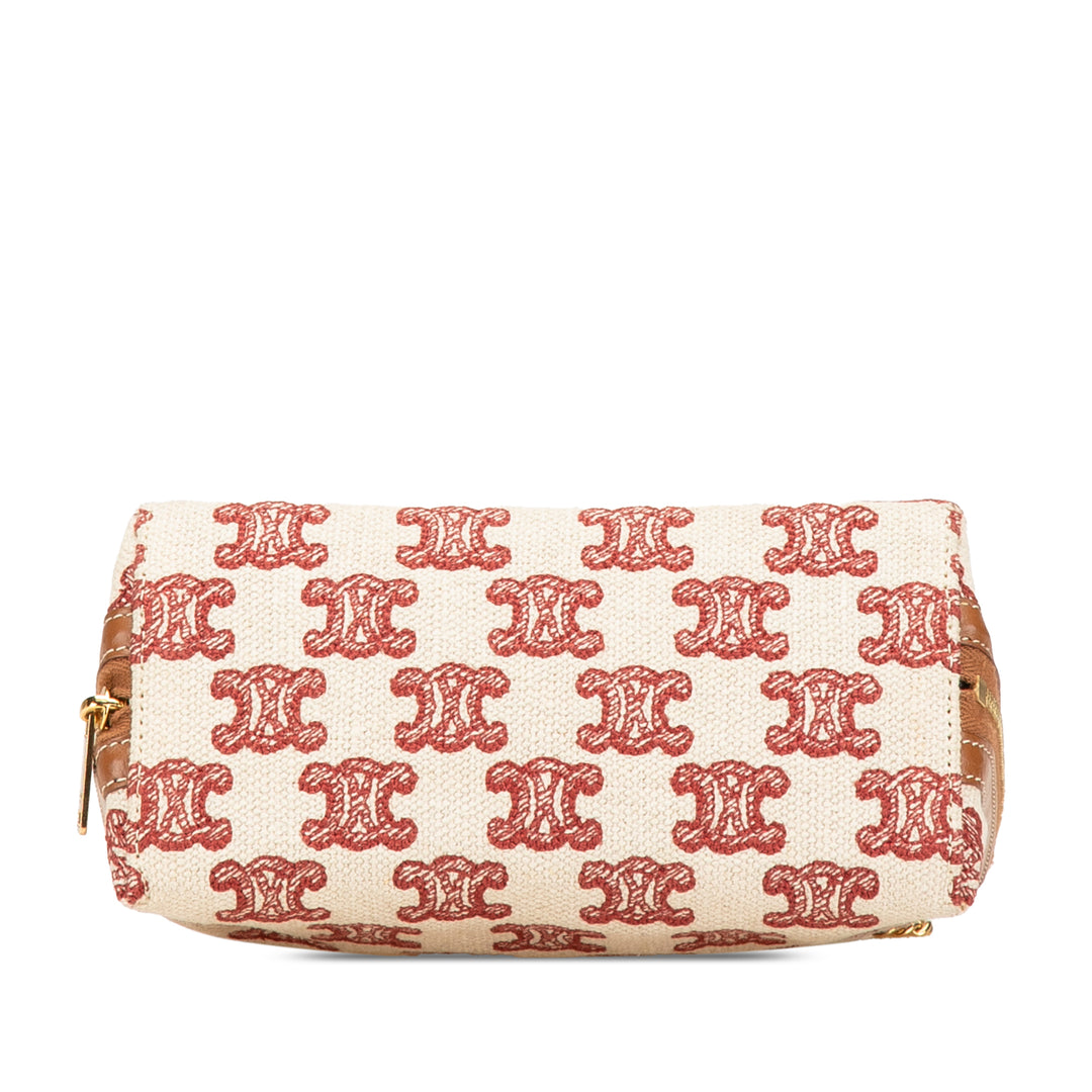 Triomphe Embroidered Canvas Clutch On Chain Brown - Gaby Paris