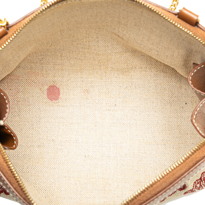 Triomphe Embroidered Canvas Clutch On Chain Brown - Gaby Paris