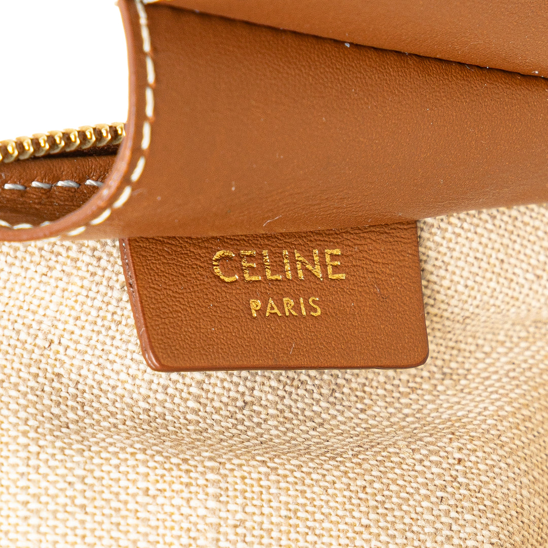 Triomphe Embroidered Canvas Clutch On Chain Brown - Gaby Paris