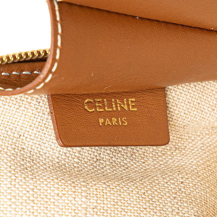 Triomphe Embroidered Canvas Clutch On Chain Brown - Gaby Paris