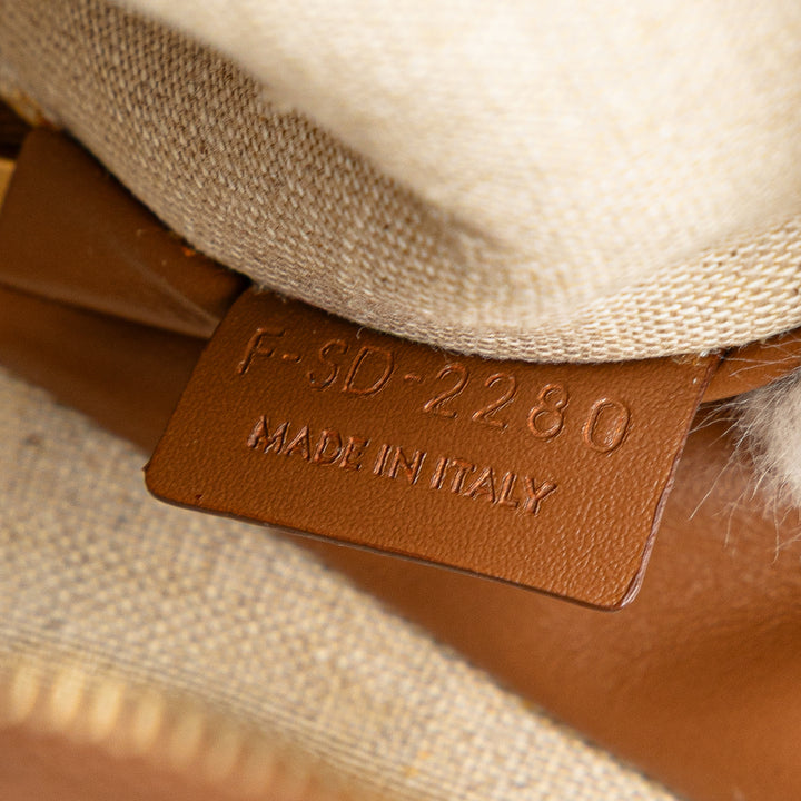 Triomphe Embroidered Canvas Clutch On Chain Brown - Gaby Paris