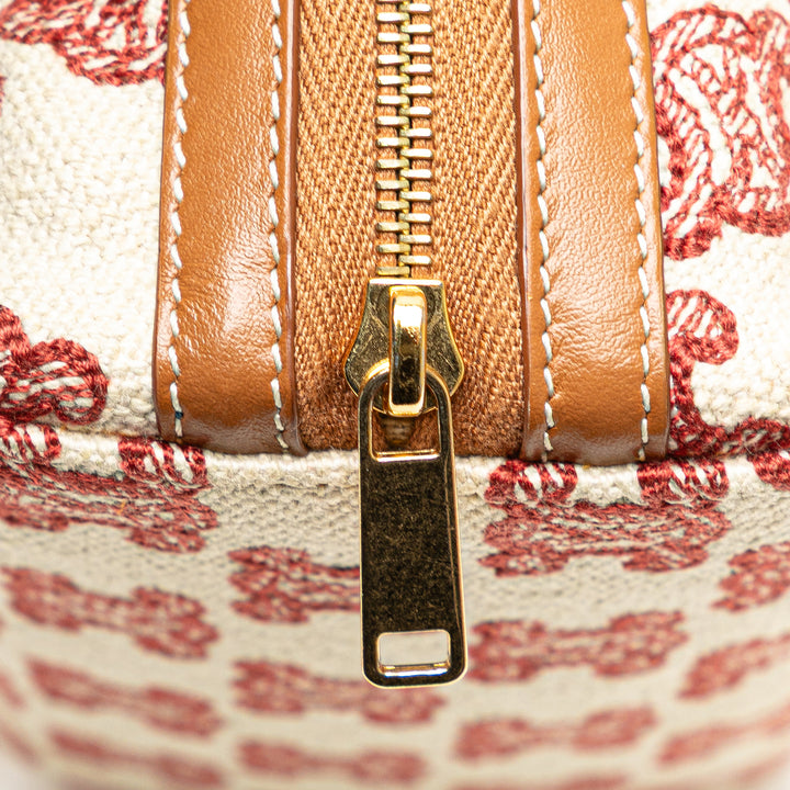 Triomphe Embroidered Canvas Clutch On Chain Brown - Gaby Paris