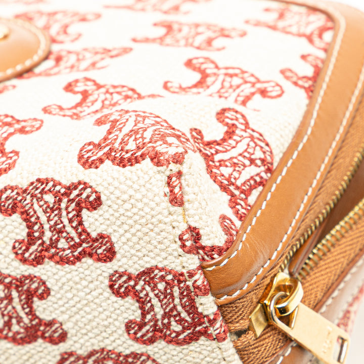 Triomphe Embroidered Canvas Clutch On Chain Brown - Gaby Paris
