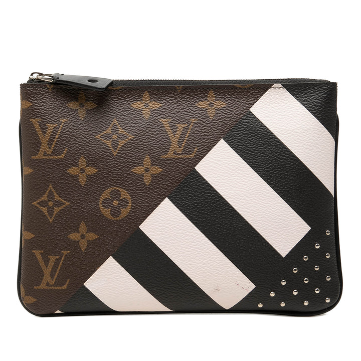 Louis Vuitton Stripes Pochette Plate PM Monogram Marron – vue principale – GABY PARIS