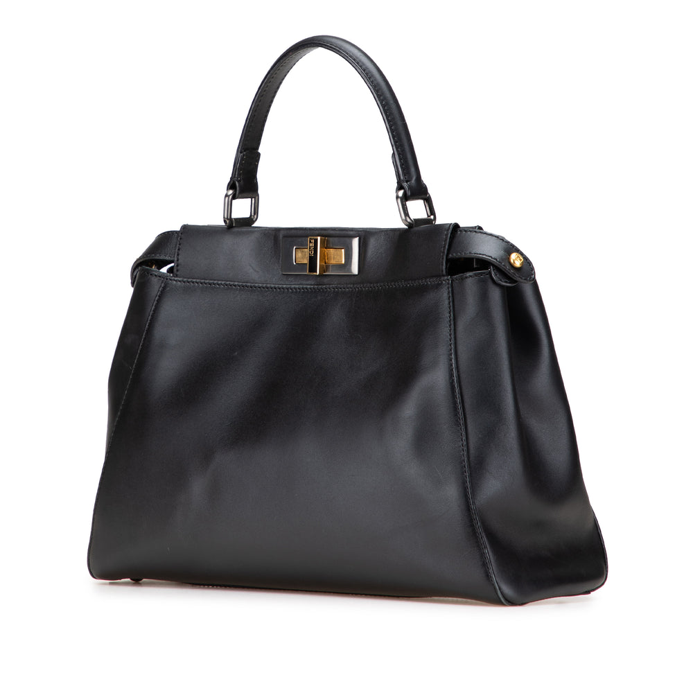 Fendi Medium Shiny Nappa Peekaboo Iconic Sac cartable Noir – GABY PARIS Authentique