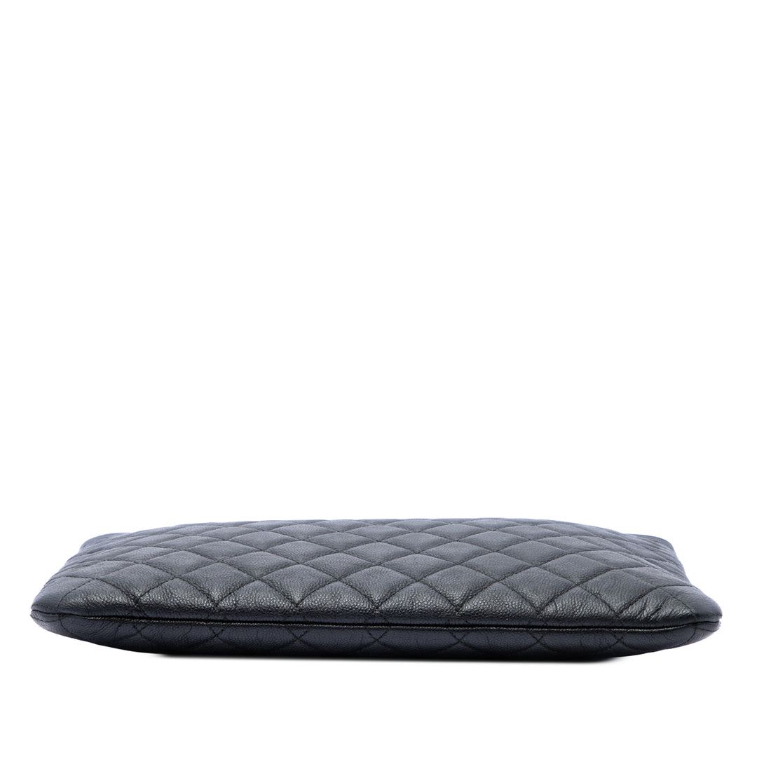 Matelassé Boy O Étui Pochette Moyen Cuir caviar Noir