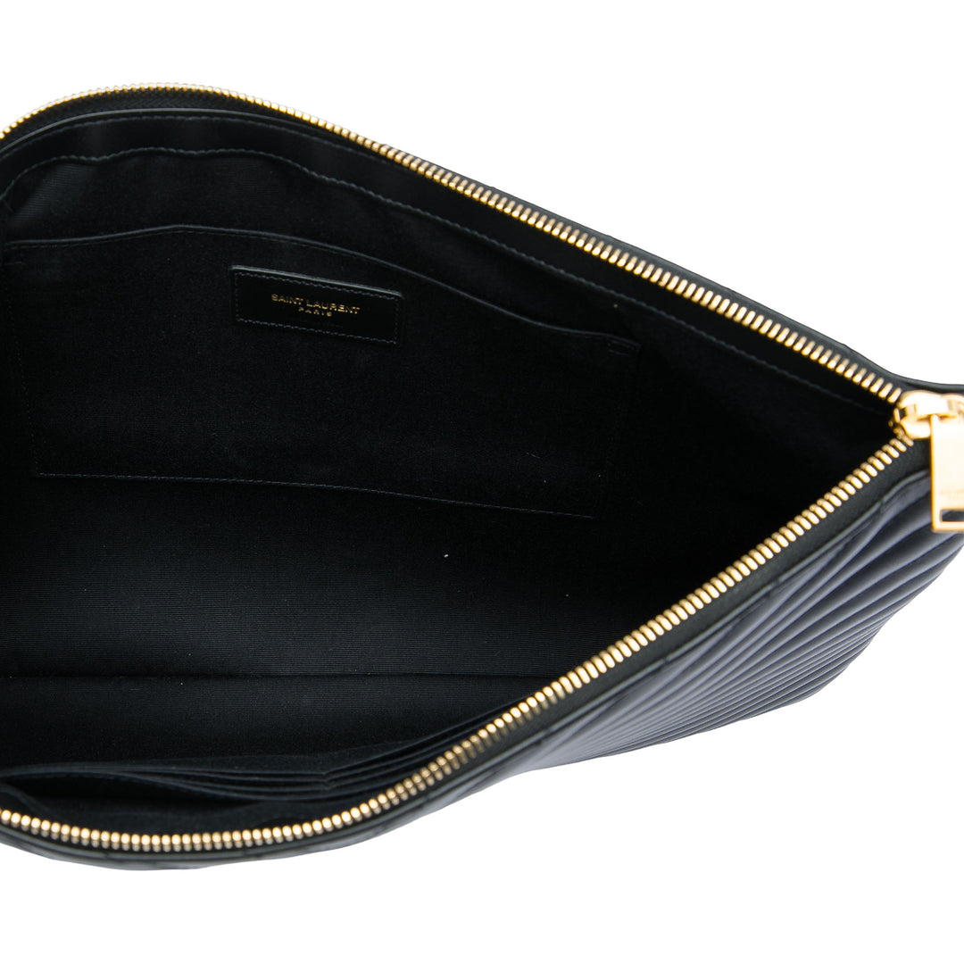 Saint Laurent Étui Chevron Cassandre Document Cuir de veau Noir – vue 4 – GABY PARIS
