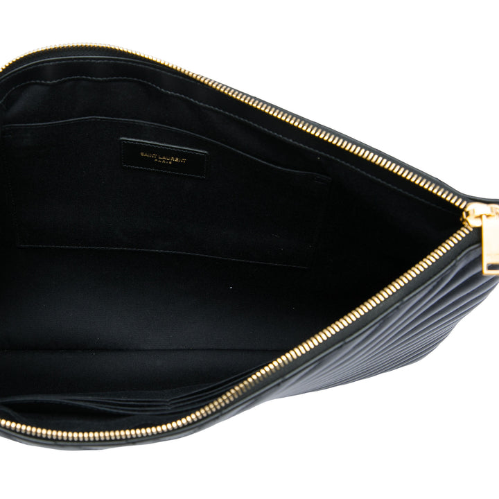 Saint Laurent Étui Chevron Cassandre Document Cuir de veau Noir – vue 4 – GABY PARIS
