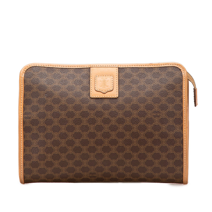Macadam Coated Canvas Clutch Brown - Gaby Paris