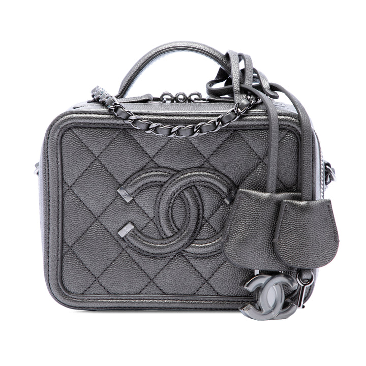 Chanel Small Metallic Caviar CC Filigree Vanity