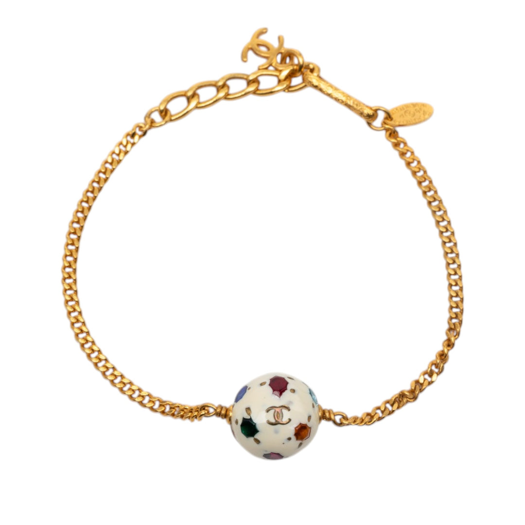 CC plaqué Resin et Cristal Soccer Ball Charm Bracelet Doré