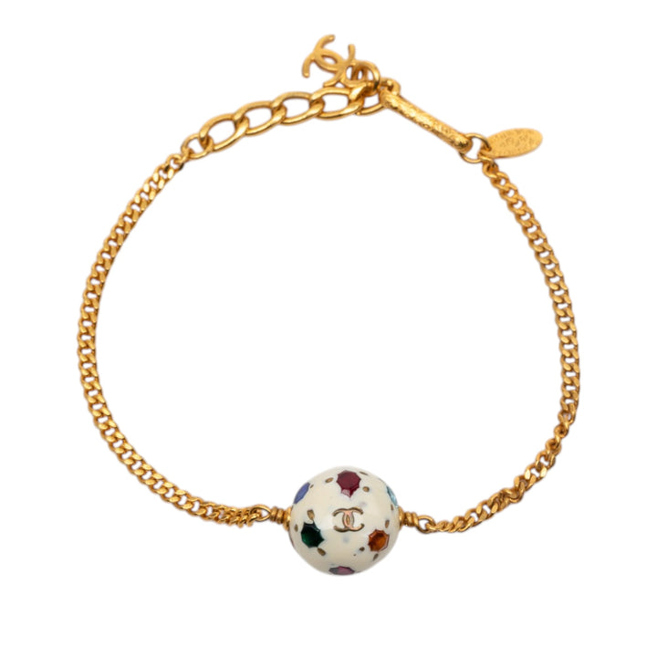 CC plaqué Resin et Cristal Soccer Ball Charm Bracelet Doré