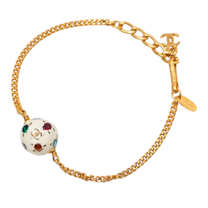 CC plaqué Resin et Cristal Soccer Ball Charm Bracelet Doré
