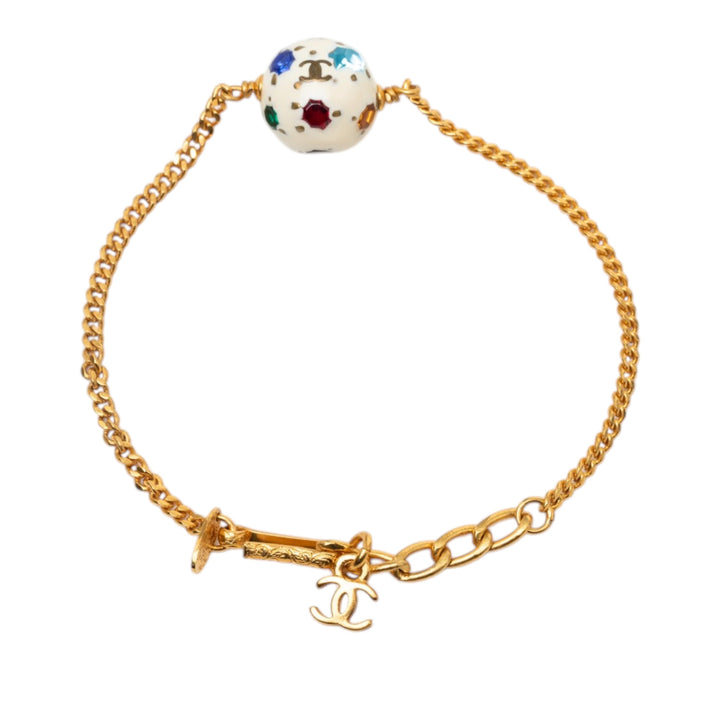 CC plaqué Resin et Cristal Soccer Ball Charm Bracelet Doré