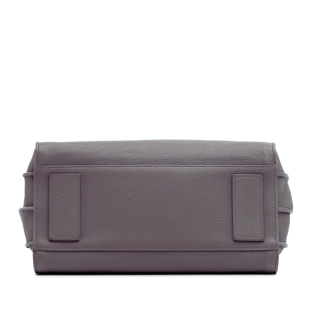 Small Grained Calfskin Supple Sac De Jour Satchel Gray - Gaby Paris